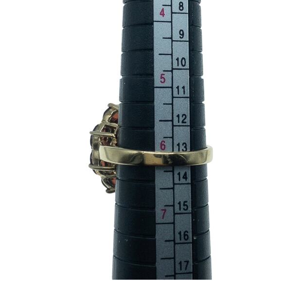 Gold Tone Sterling Silver Garnet Cluster Ring Size 6 - Picture 10 of 14